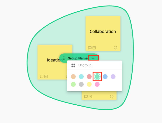 Color palette options for idea groups