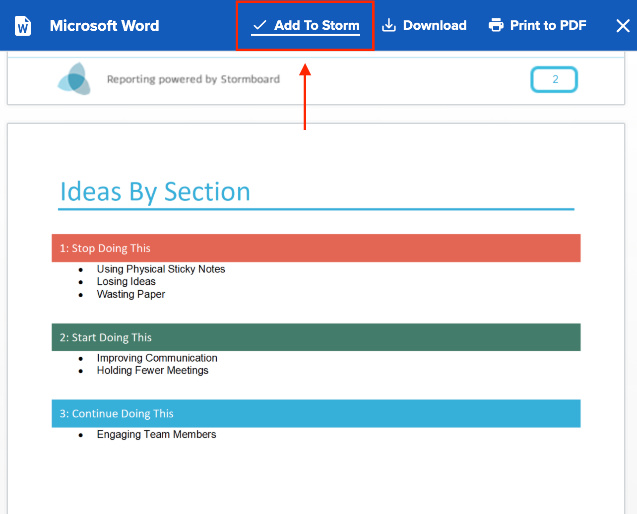 Adding a Microsoft Word report to a Storm