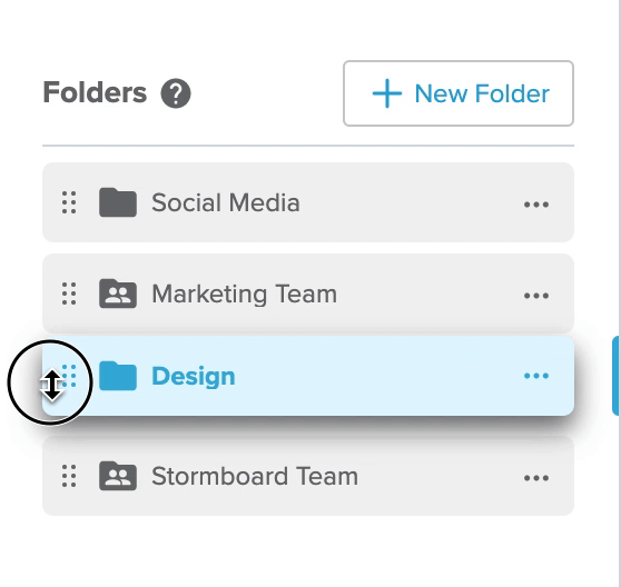 Gif showing Stormboard folder sorting and management