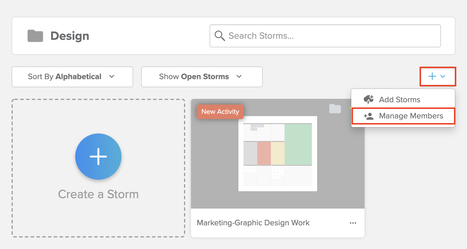 Managing team members in Stormboard via folders