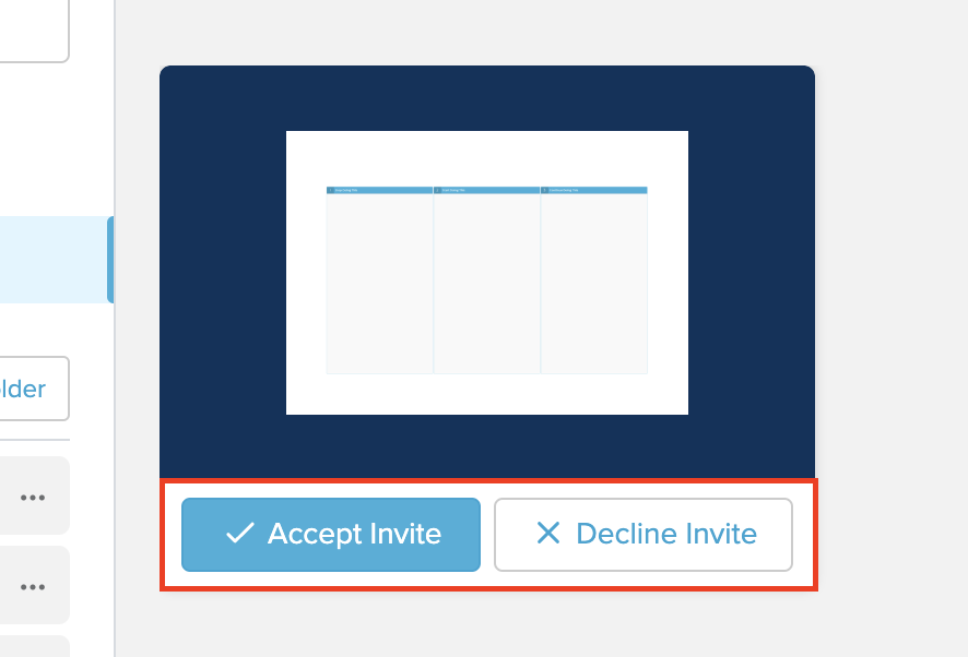 Accept or decline icons on dashboard