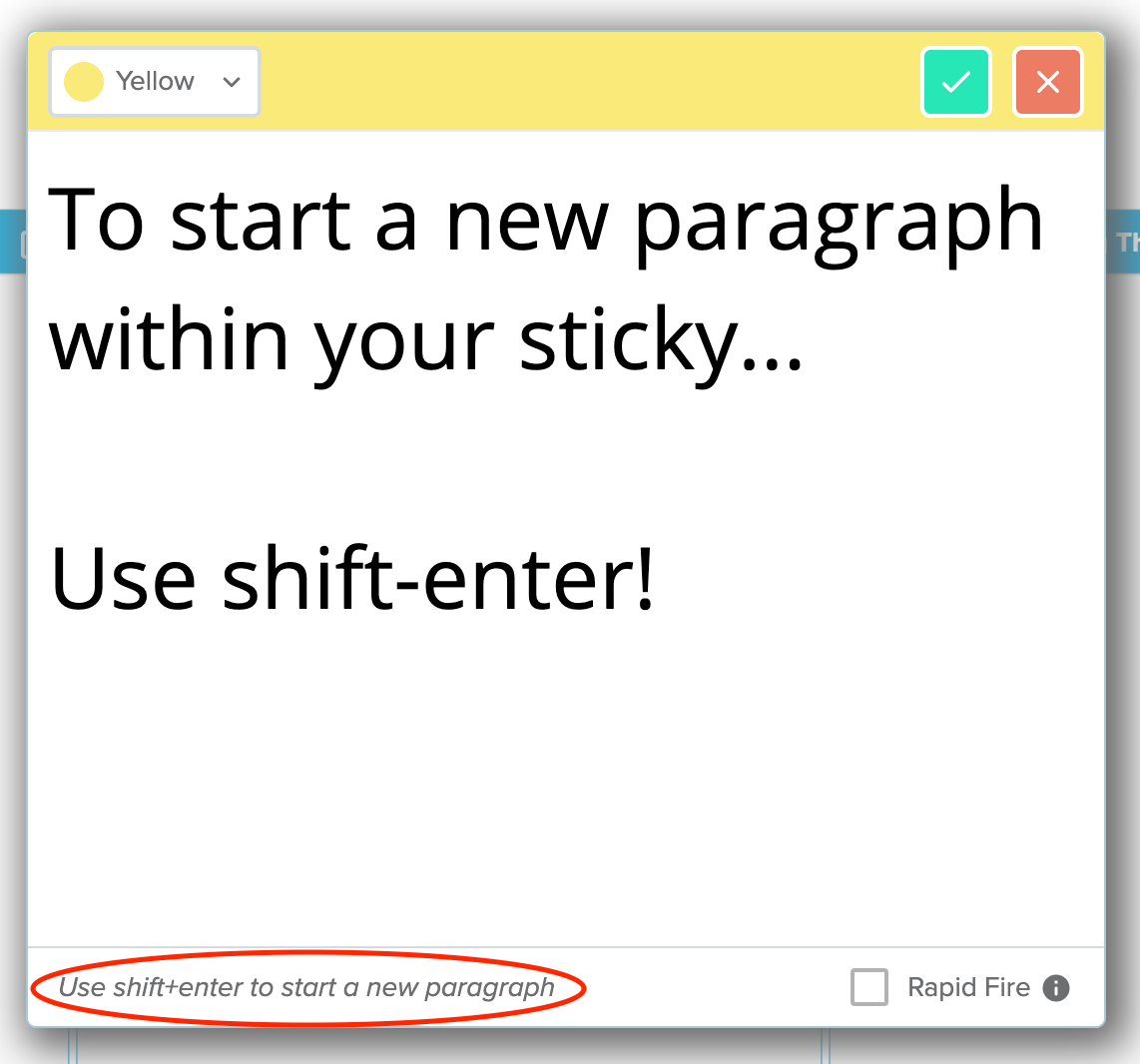 Starting a new paragraph within a sticky