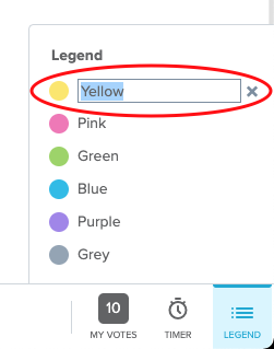 Selecting a color from the color palette legend