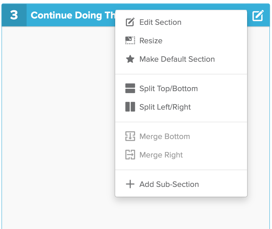 Changing or customizing a section
