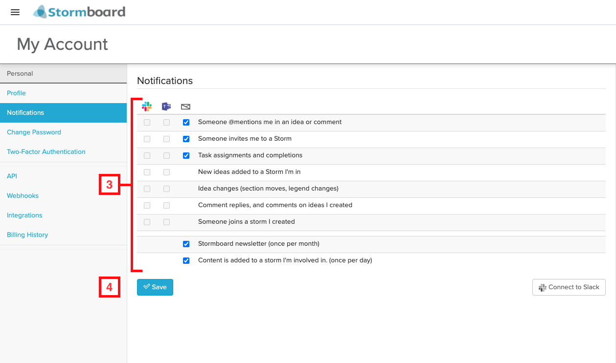 Stormboard notification settings