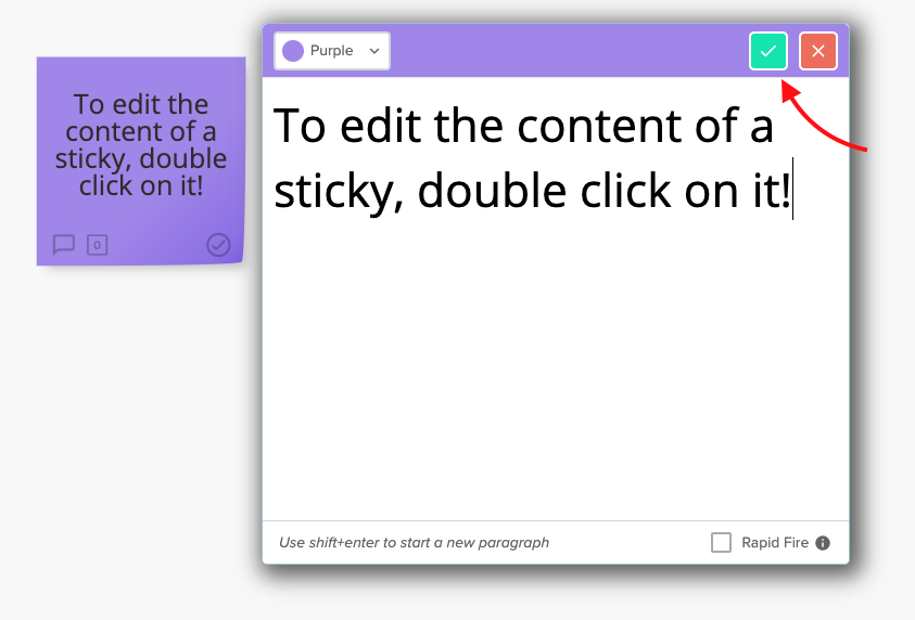 double click a sticky to edit