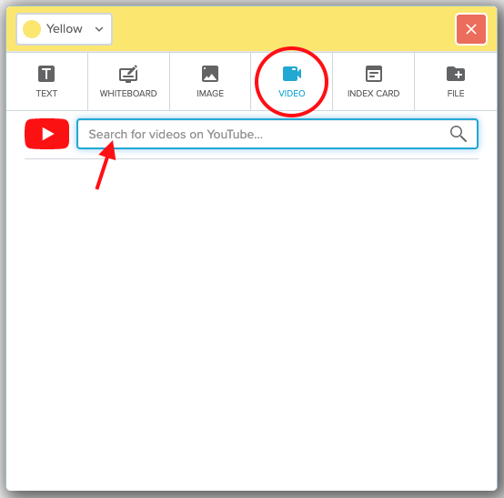 A new sticky with the video icon highlighted