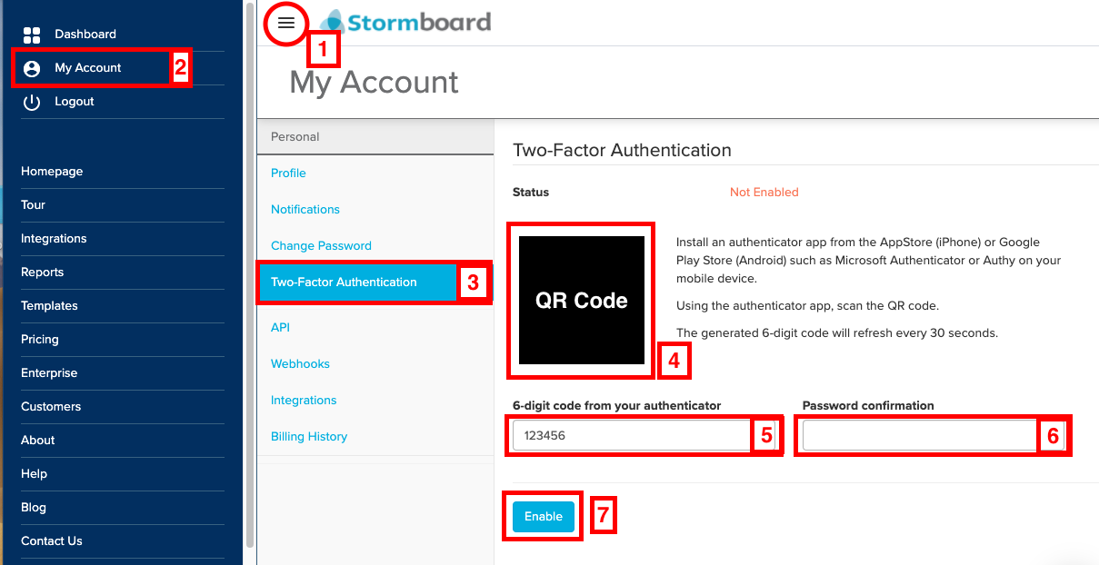Two Factor Authentication page