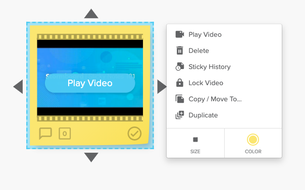 Playing a video in a sticky note