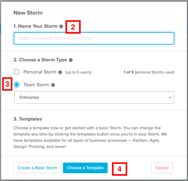 Fields required for Storm creation