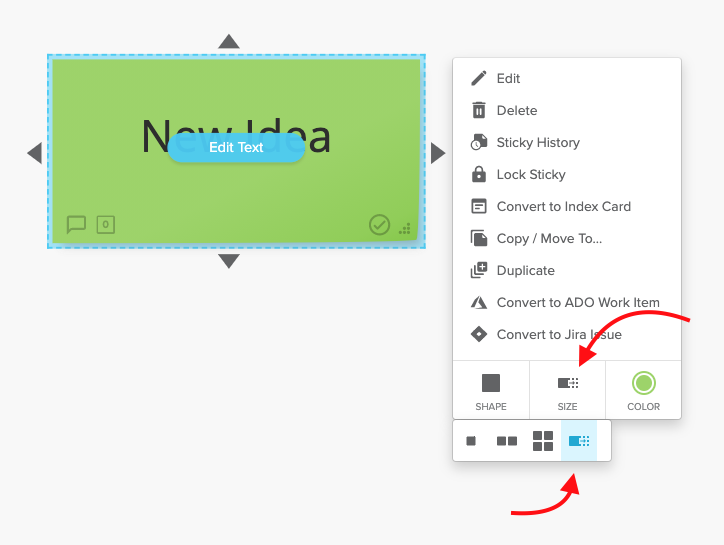 How to re-size a sticky note with the freeform function