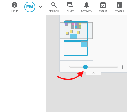 Adjusting the mini view with the zoom slider