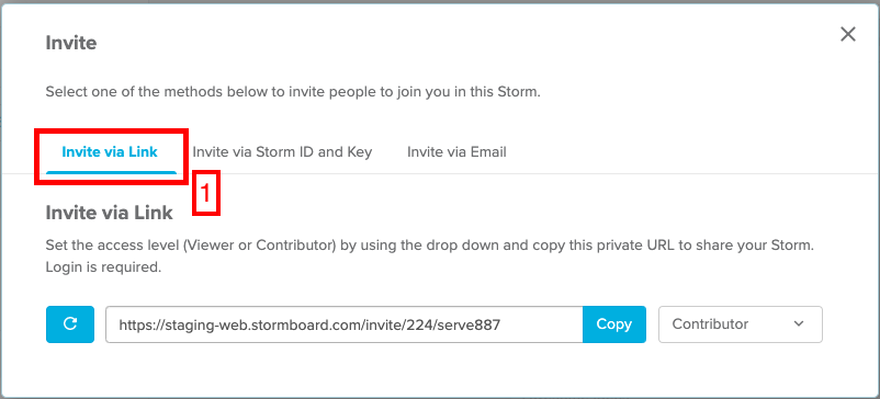 Link generation for inviting users to Storms