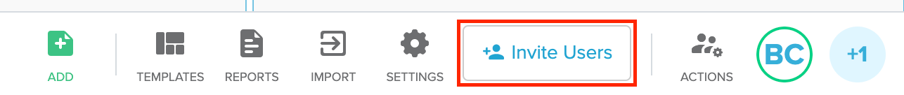 Invite Users icon highlighted in bottom toolbar