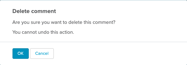 Delete a comment confirmation pop up
