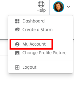 My account drop down menu