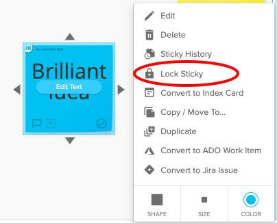 Lock Sticky highlighted in the Sticky edit drop down menu