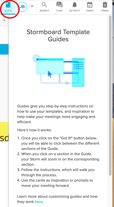 Template guide indication 