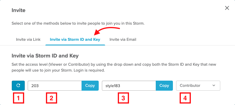 Sending an invite via Storm ID and Key