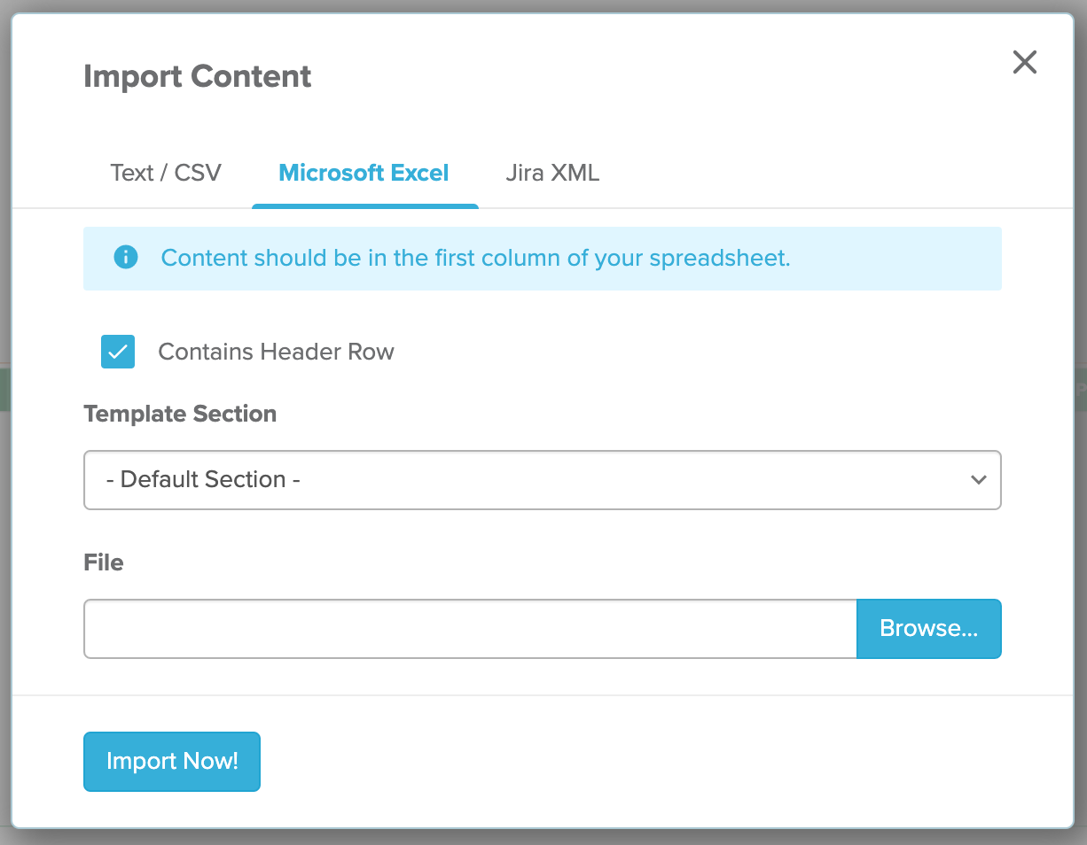 Importing Microsoft Excel files 