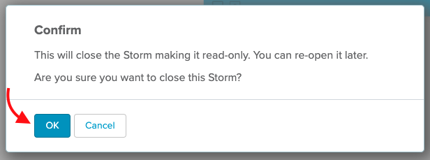 confirmation of closing a Storm