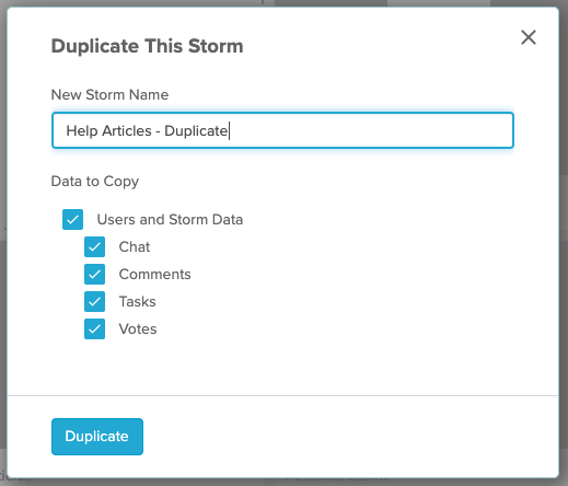 Duplicate This Storm pop up menu