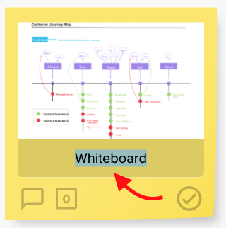 Editing the whiteboard sticky text