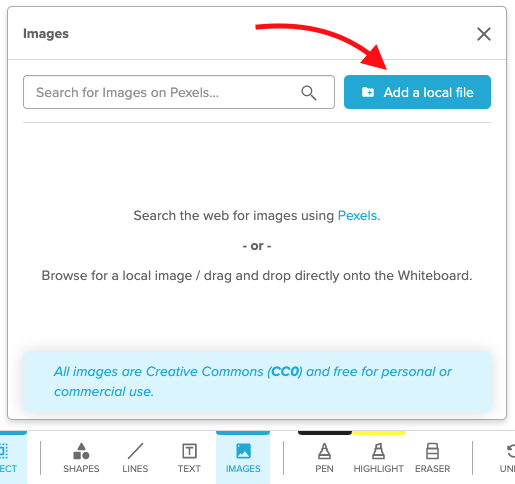 Adding an image from your desktop