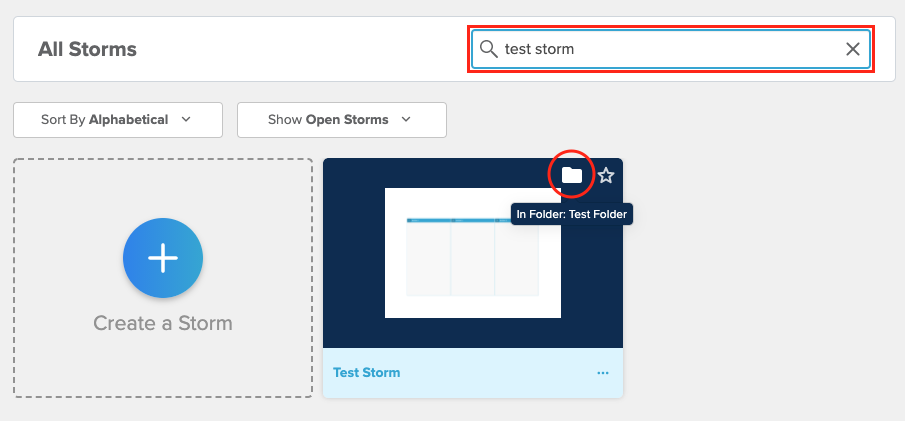 Test folder icon in Stormboard dashboard