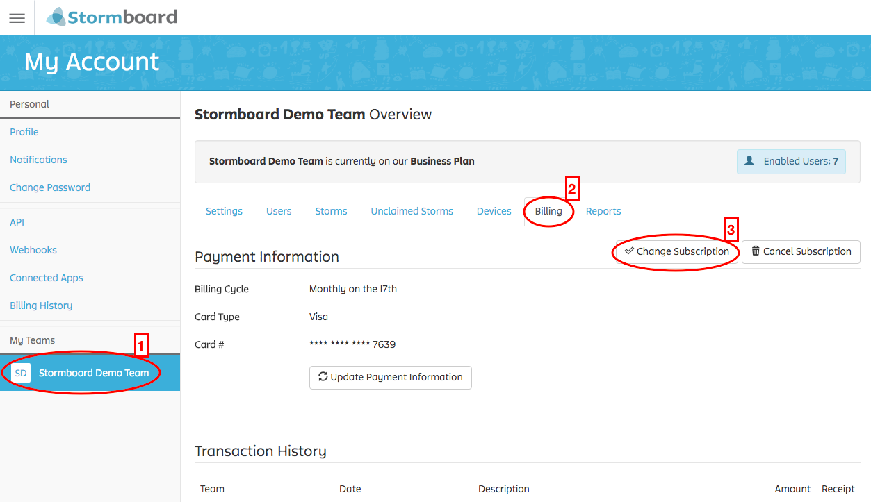 Billing tab highlighted in My Account dashboard