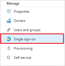 Single sign-on highlighted in Azure portal