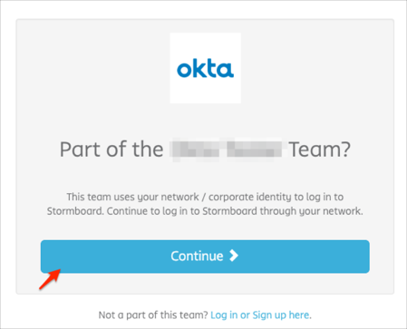 Okta and Stormboard login screen