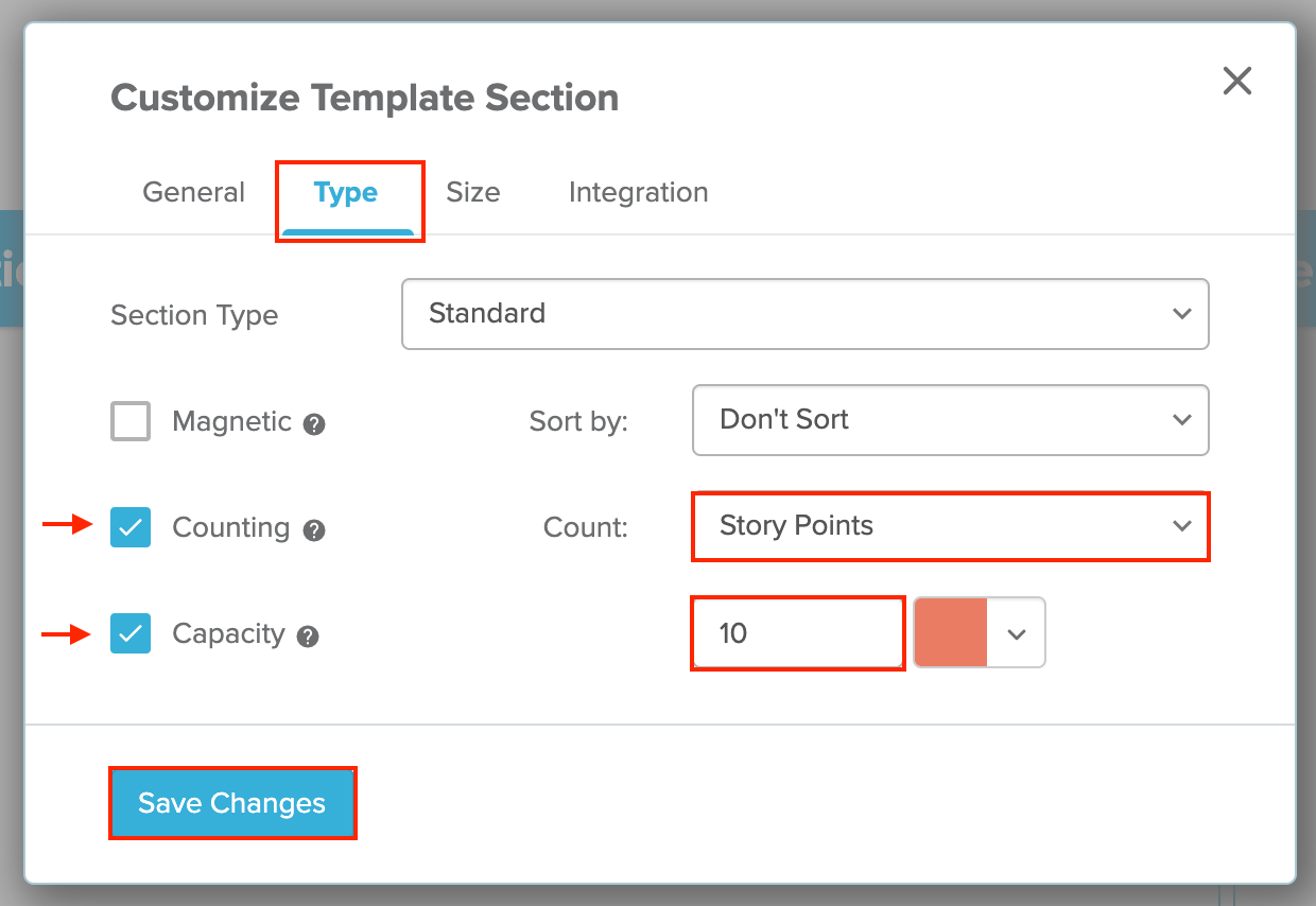 Changing the type and functionality of rally-integrated sections in Stormboard