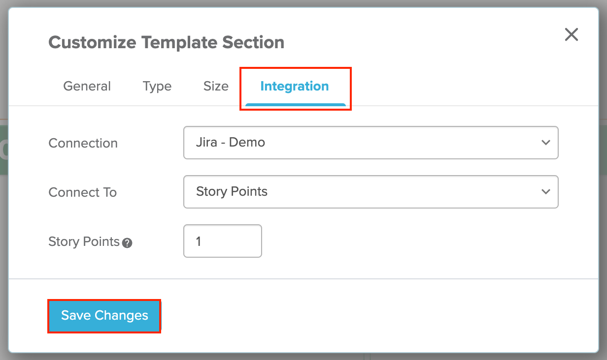 Customize Template Section integration