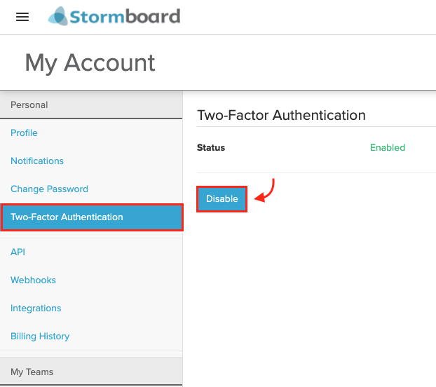 Disable and re-enable 2FA graphic