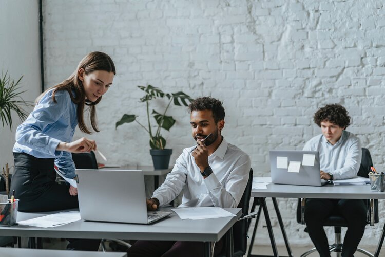 Agile team in a modern office setting 