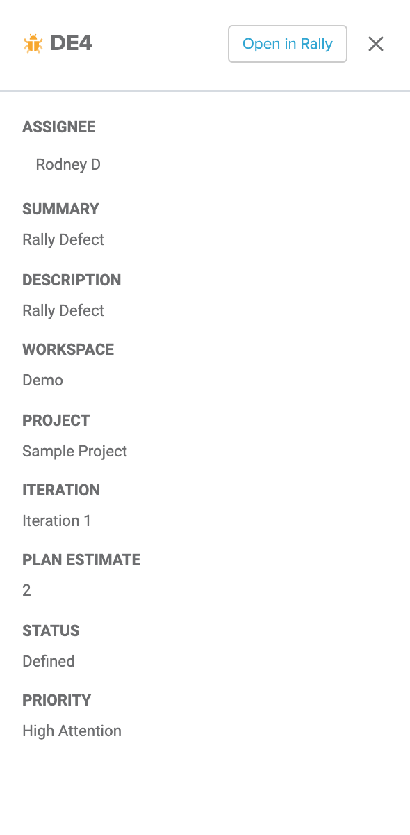 Detailed Rally view in integrated sticky note