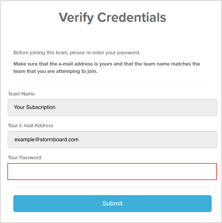 Verify credentials and enter a password