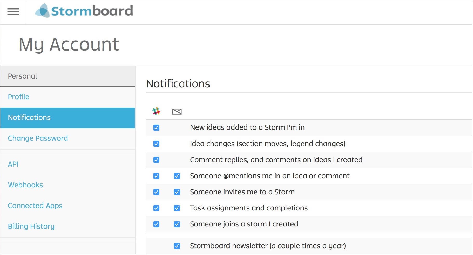 Removing and customizing notifications in Stormboard